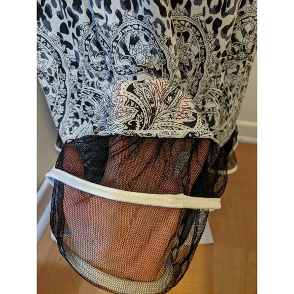 Womens Leopard Paisley Ruffle Hem Midi Skirt Boho Grunge Elegant Mesh Black S - Picture 4 of 9